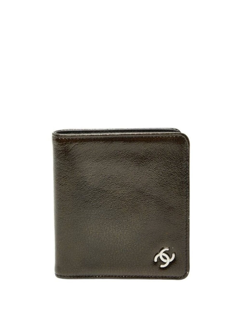 Chanel CC Logo Bronze Brown Black Patent Leather